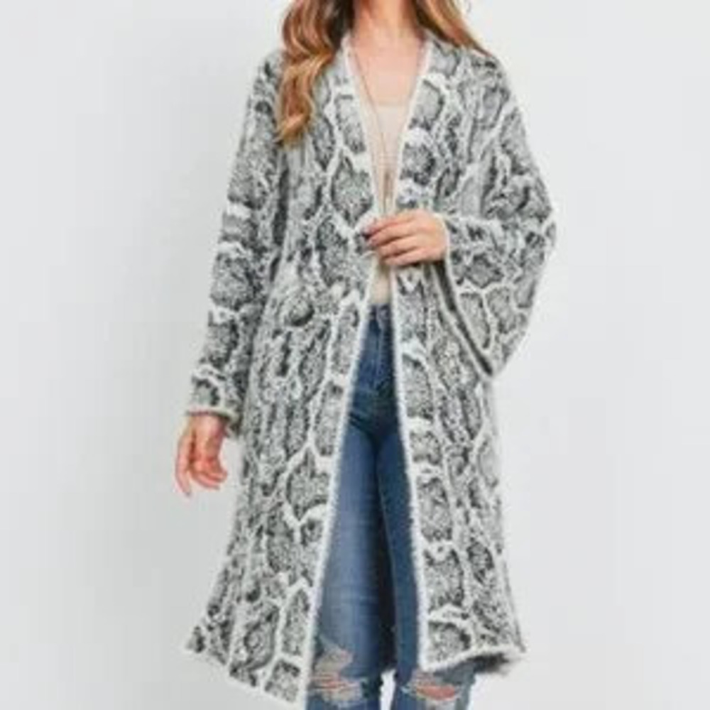 ZARA SO Soft Snake Print Long Cardigan